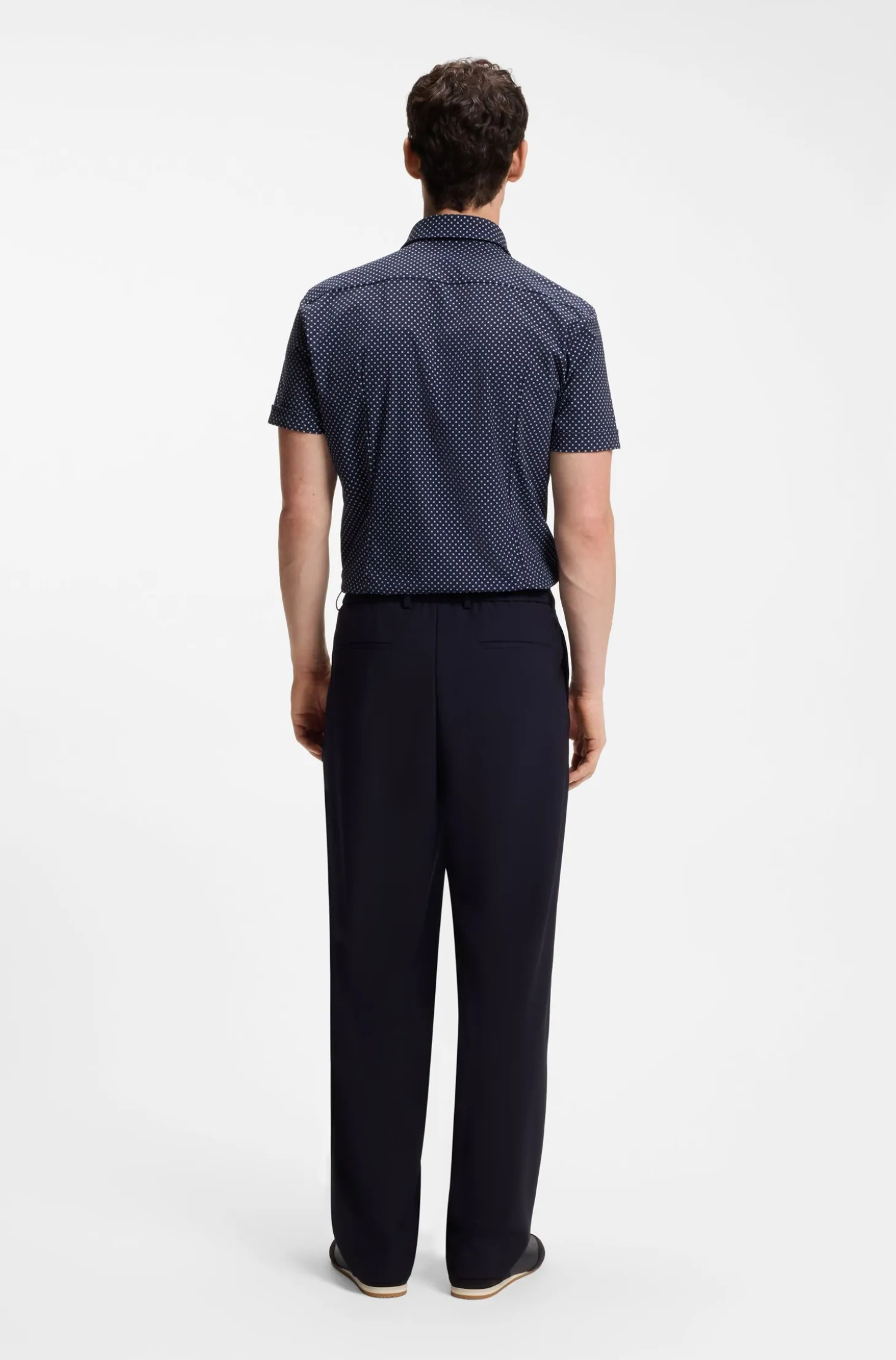 Slim-fit shirt in printed performance-stretch jersey