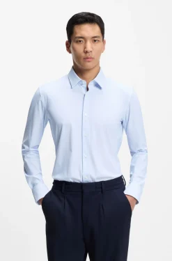 Slim-fit shirt in printed performance-stretch jersey