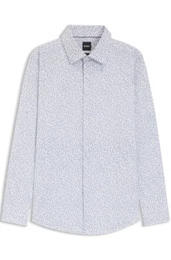 Slim-fit shirt in printed stretch cotton