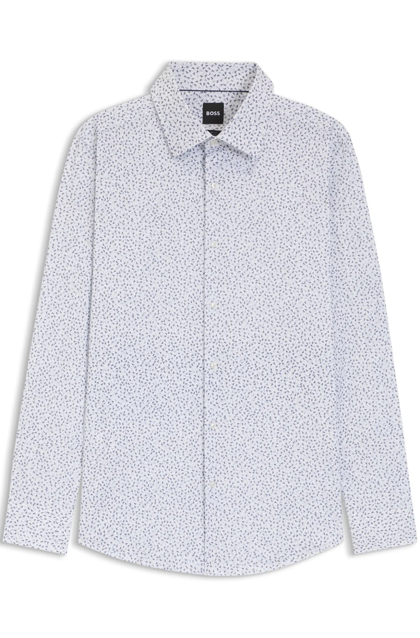 Slim-fit shirt in printed stretch cotton