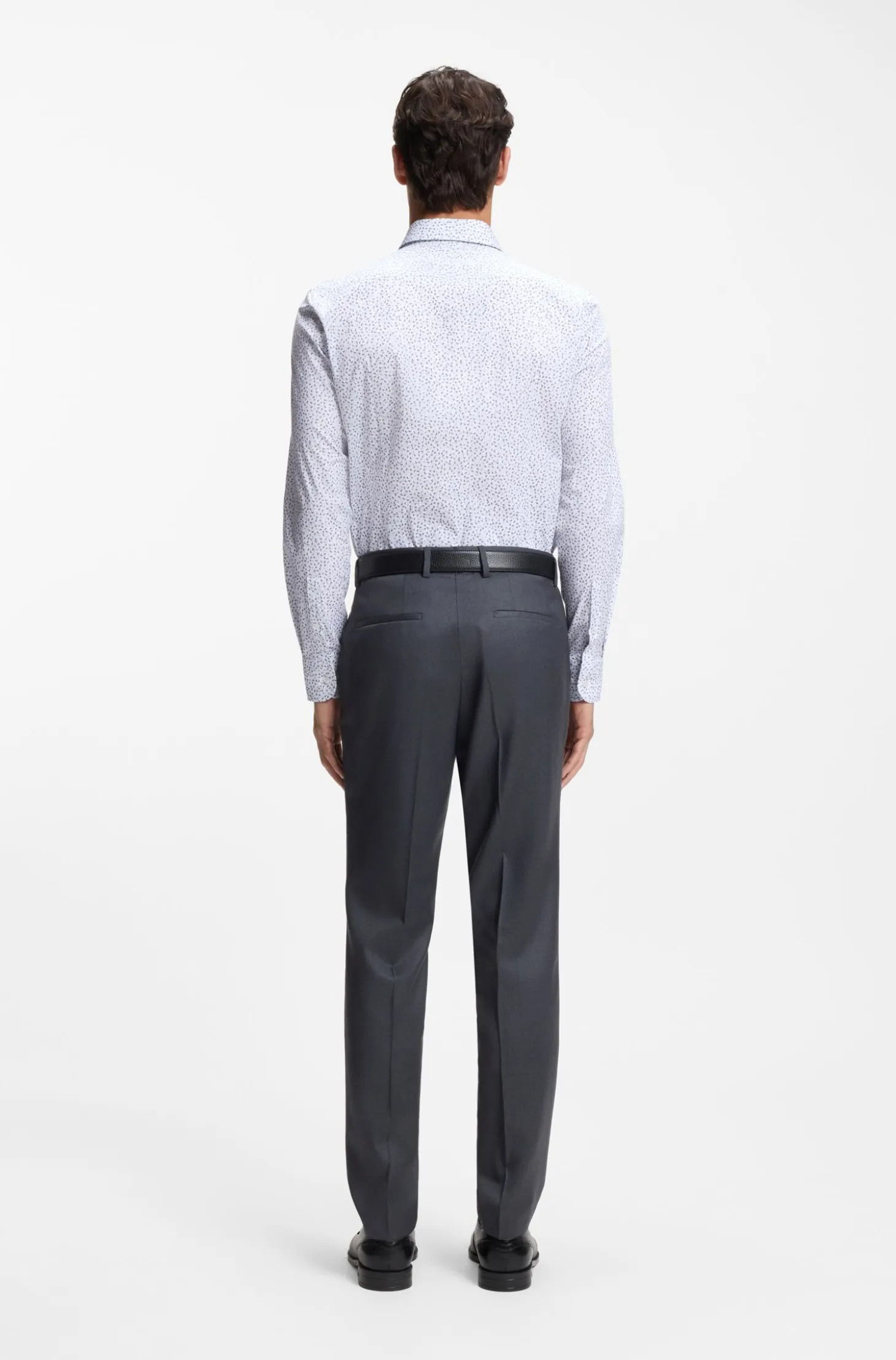Slim-fit shirt in printed stretch cotton