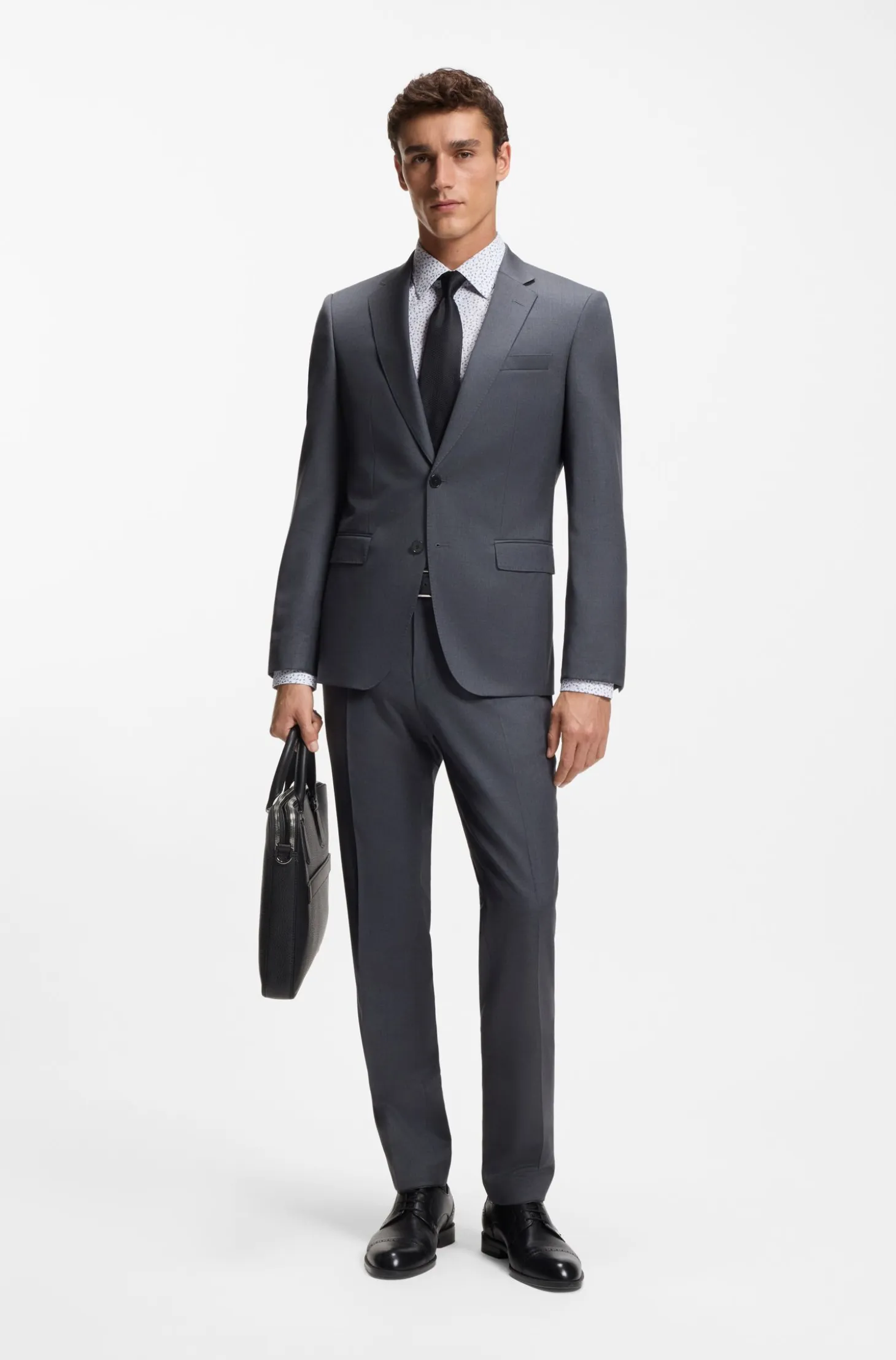 Slim-fit shirt in printed stretch cotton