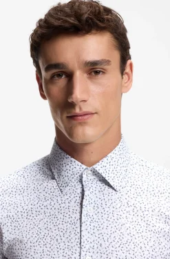 Slim-fit shirt in printed stretch cotton