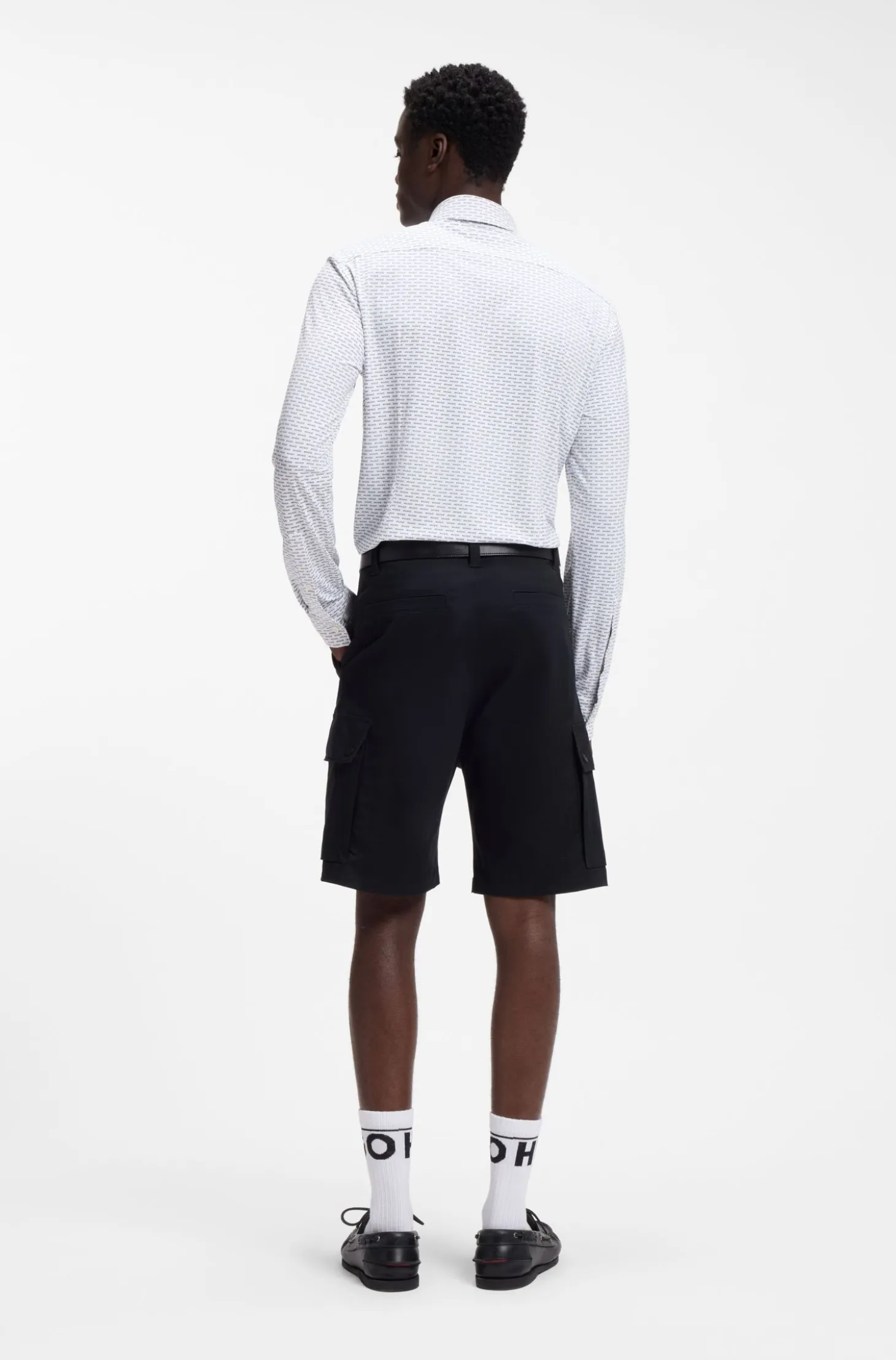 Slim-fit shirt in printed stretch jersey