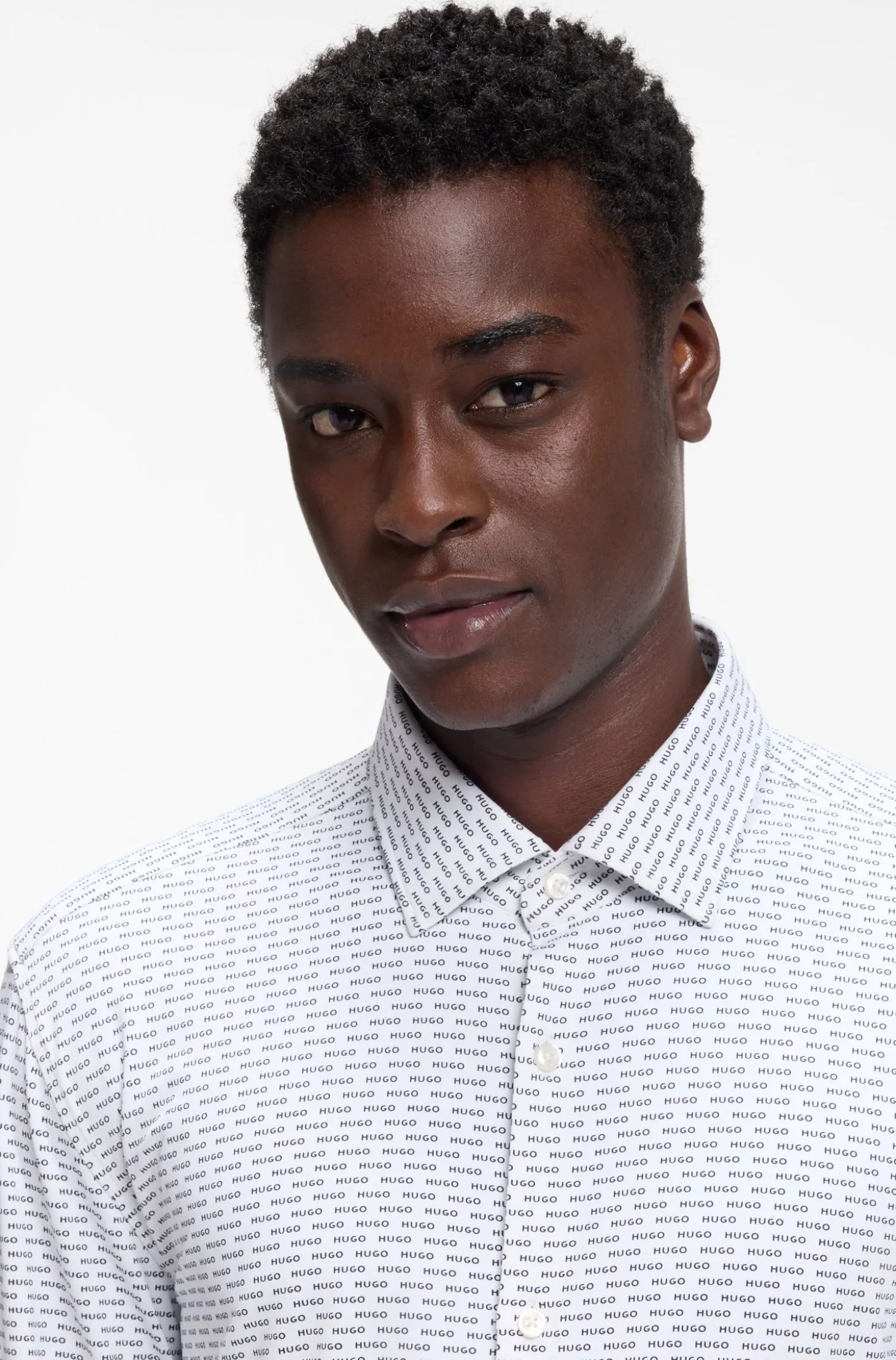 Slim-fit shirt in printed stretch jersey