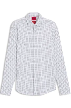 Slim-fit shirt in printed stretch jersey