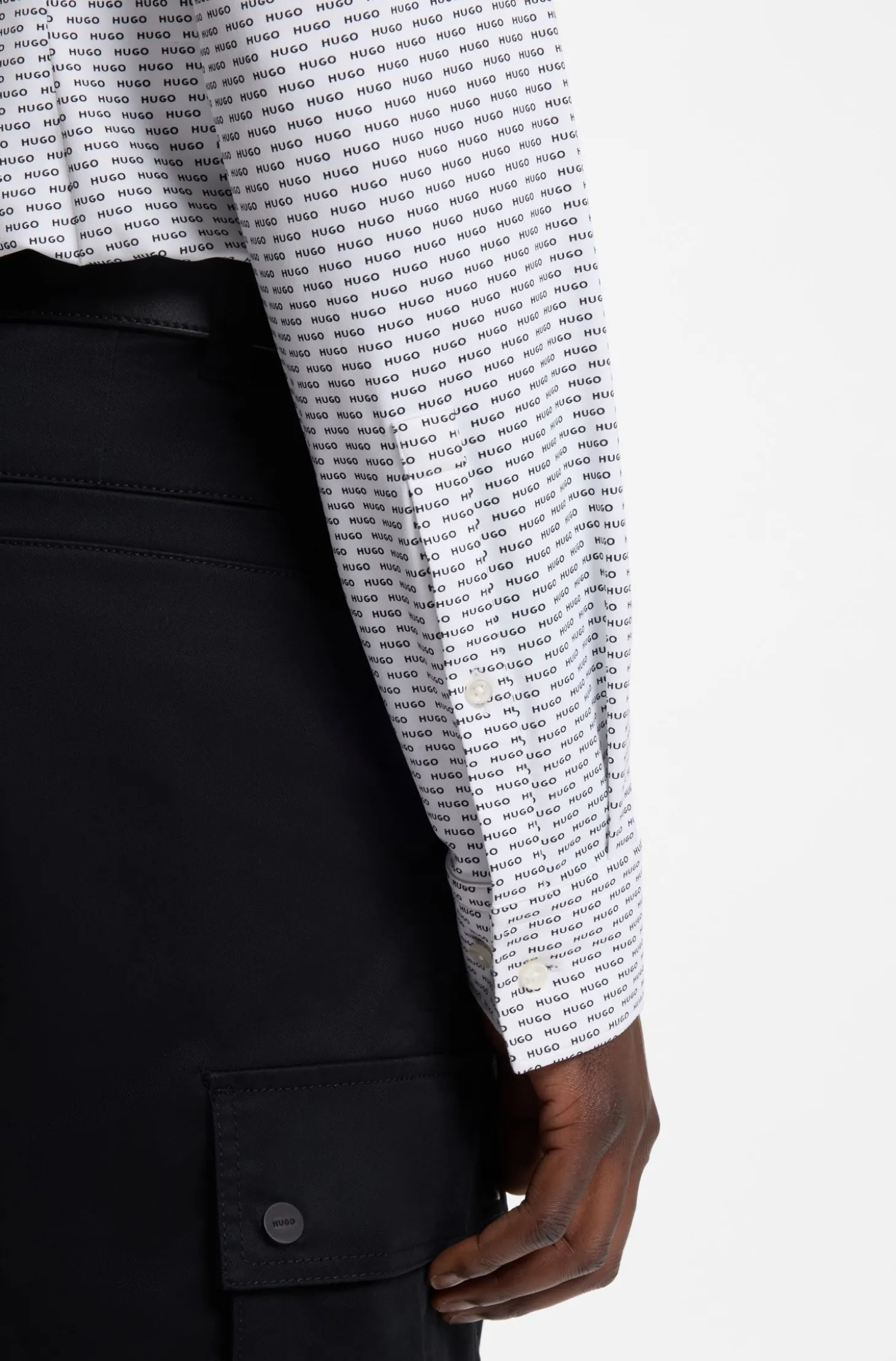 Slim-fit shirt in printed stretch jersey