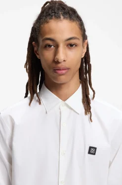 Slim-fit shirt in stretch-cotton canvas
