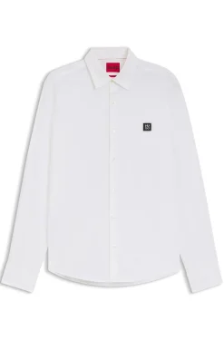 Slim-fit shirt in stretch-cotton canvas