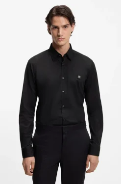Slim-fit shirt in stretch-cotton canvas