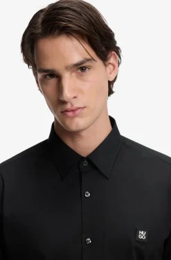 Slim-fit shirt in stretch-cotton canvas