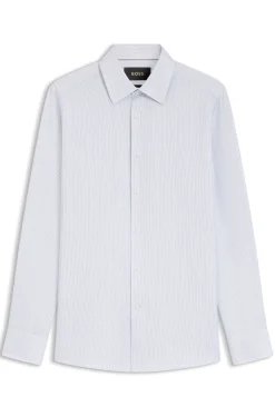 Slim-fit shirt in striped Italian-made cotton