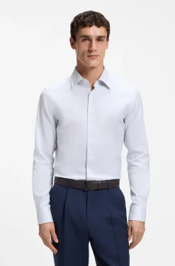Slim-fit shirt in striped Italian-made cotton