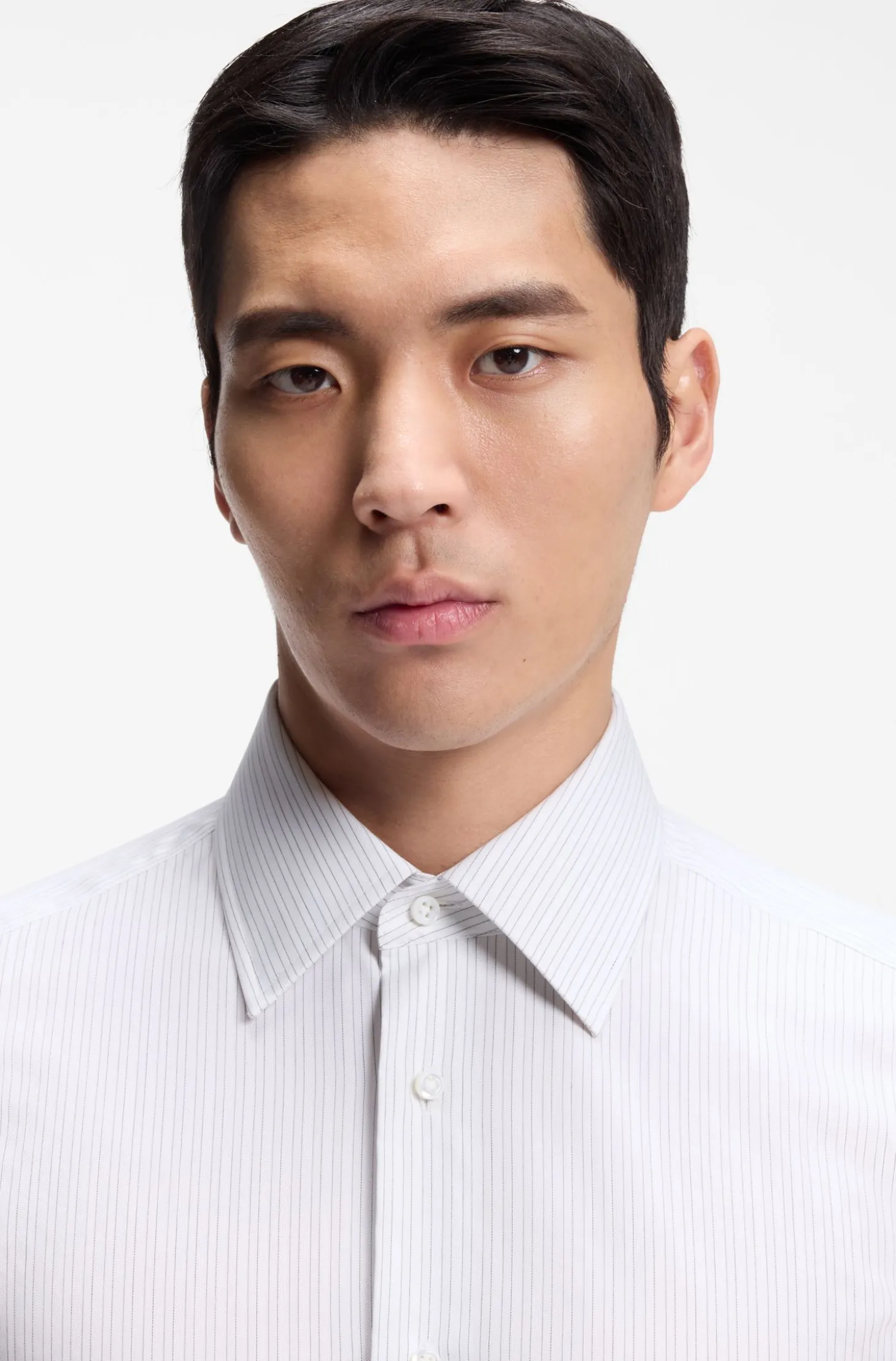 Slim-fit shirt in striped Italian-made cotton