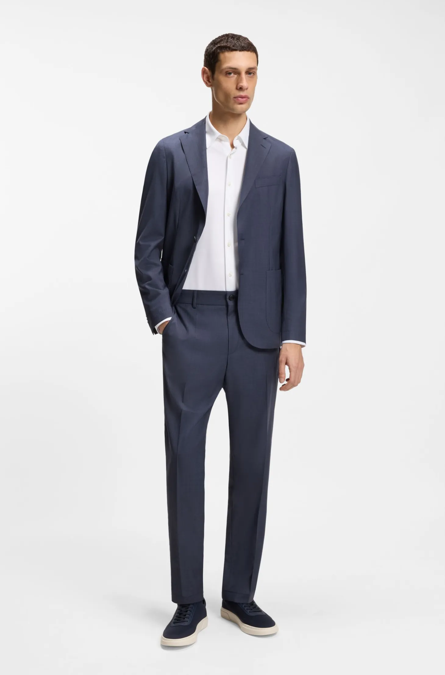 Slim-fit shirt in structured performance-stretch fabric
