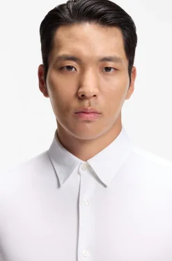 Slim-fit shirt in structured performance-stretch fabric