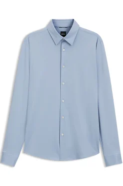 Slim-fit shirt in structured performance-stretch fabric
