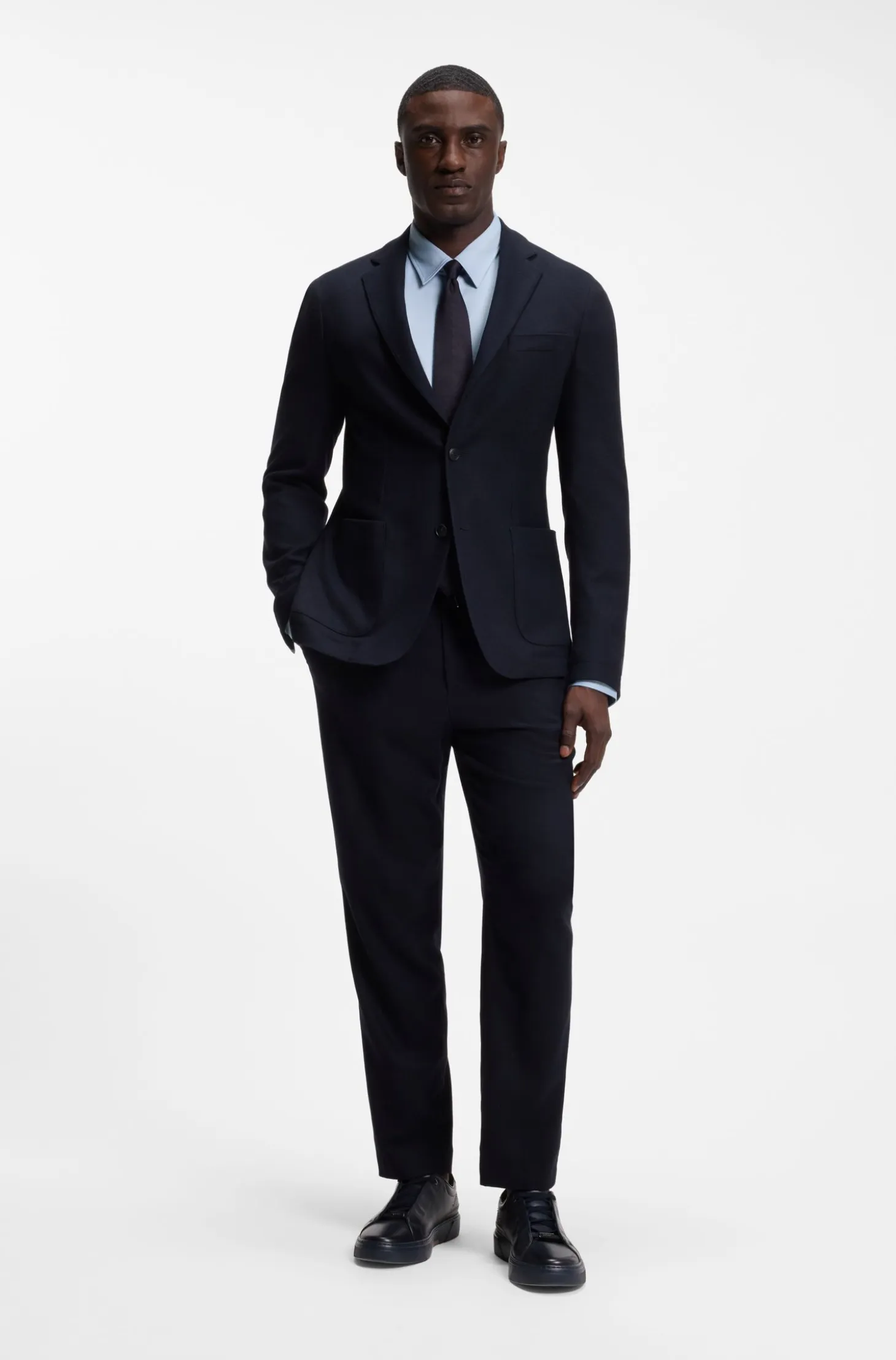 Slim-fit shirt in structured performance-stretch fabric
