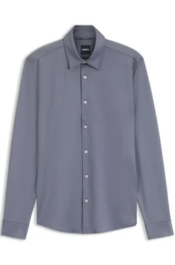 Slim-fit shirt in structured performance-stretch fabric