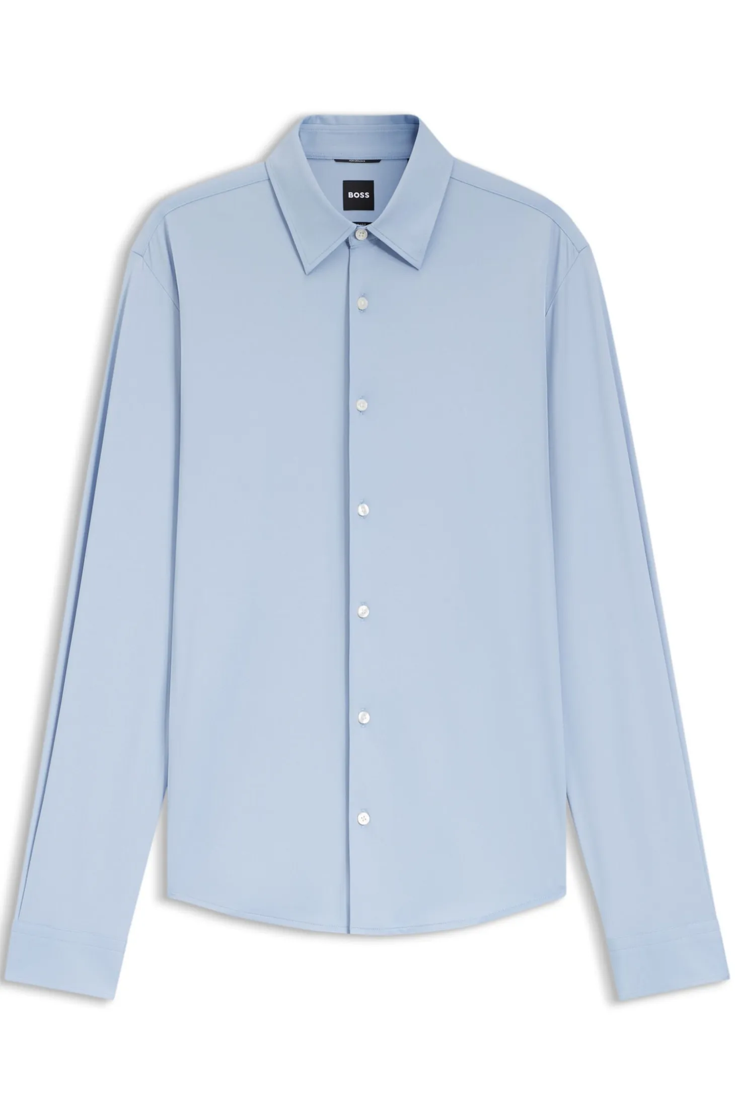 Slim-fit shirt in structured performance-stretch fabric