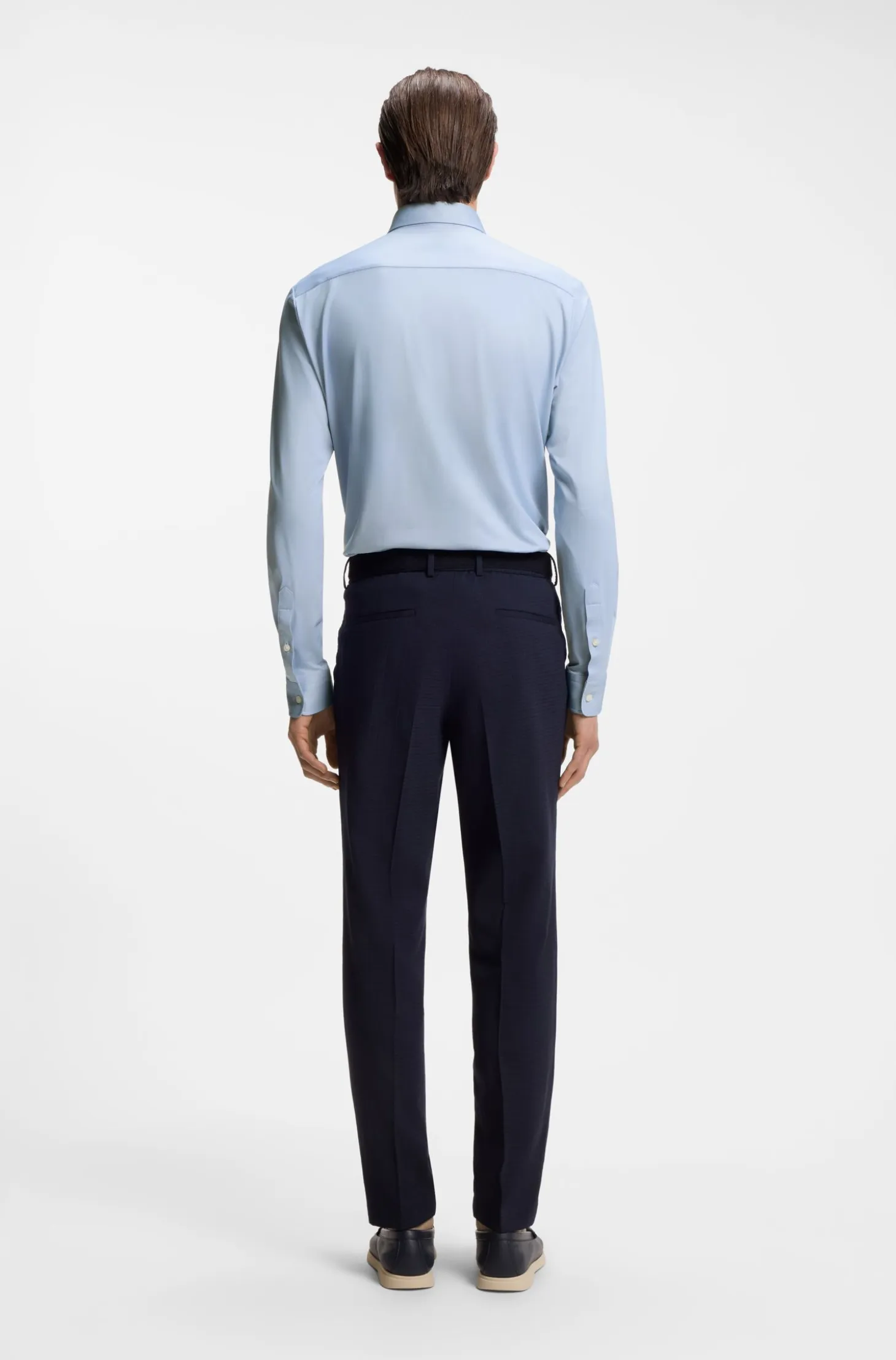 Slim-fit shirt in structured performance-stretch fabric