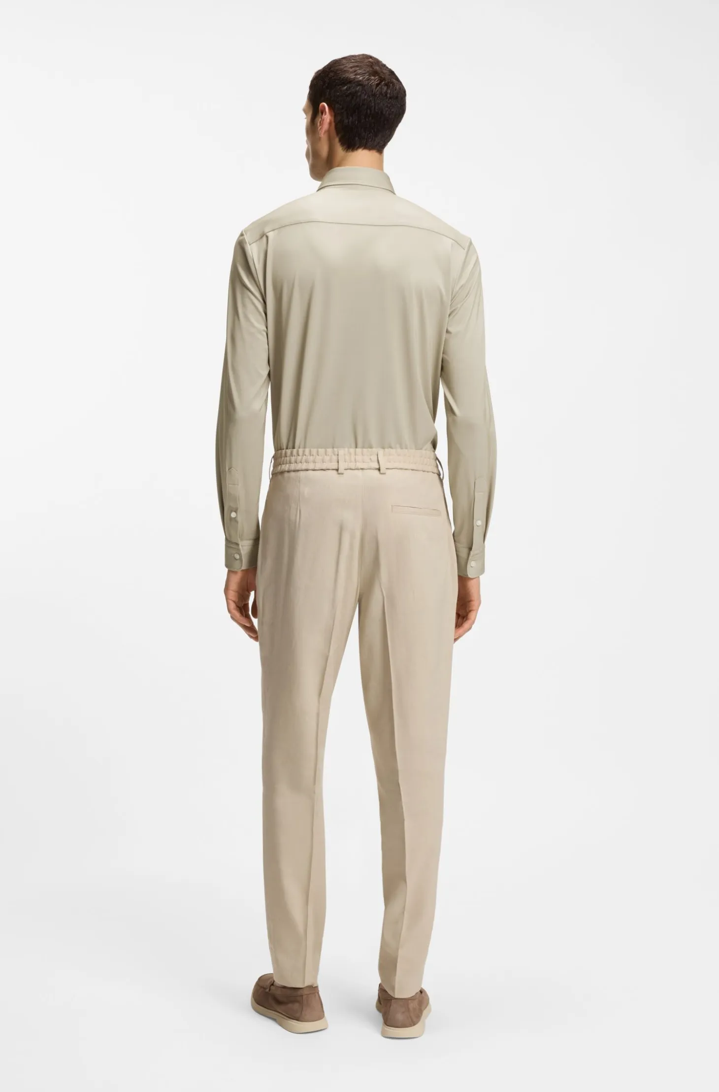 Slim-fit shirt in structured performance-stretch fabric