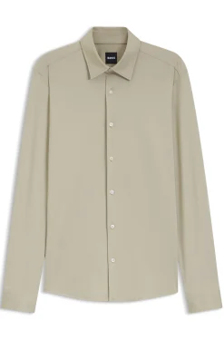 Slim-fit shirt in structured performance-stretch fabric