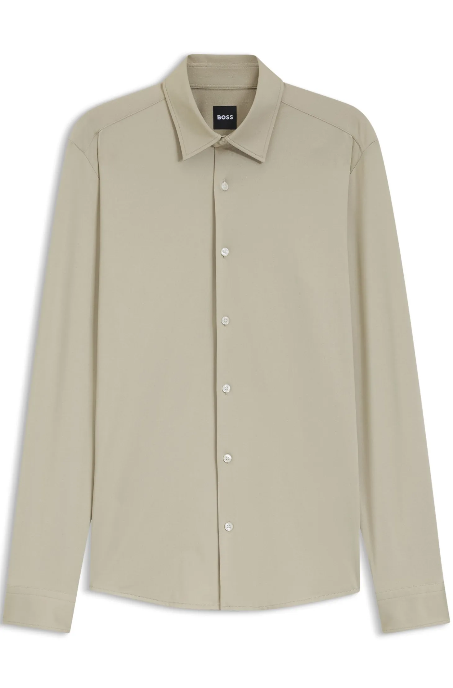 Slim-fit shirt in structured performance-stretch fabric