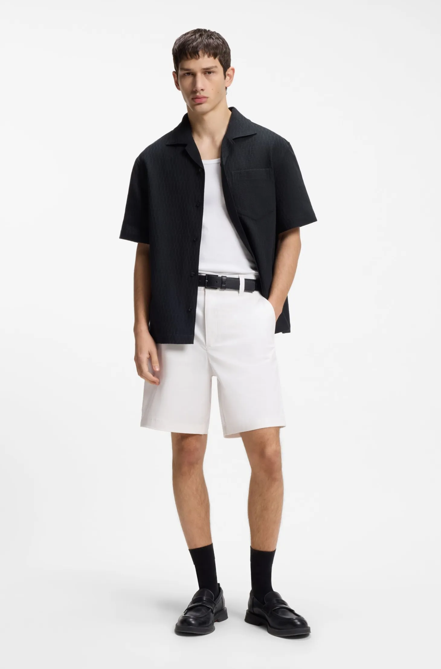 Slim-fit shorts in mercerised stretch cotton