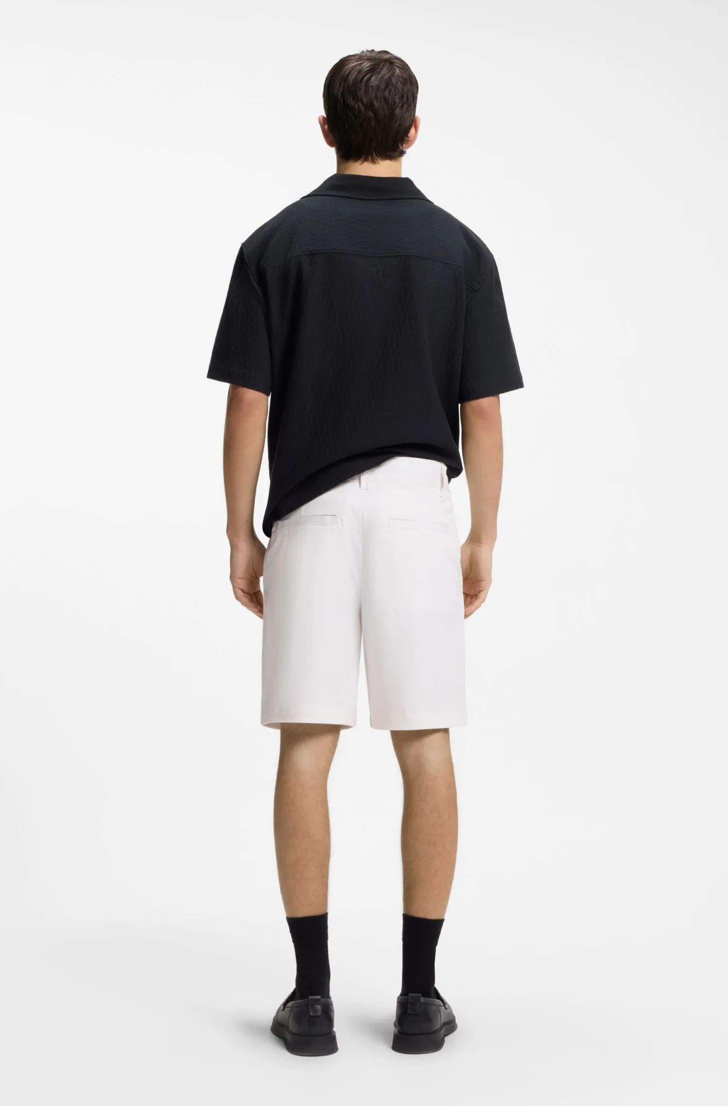 Slim-fit shorts in mercerised stretch cotton