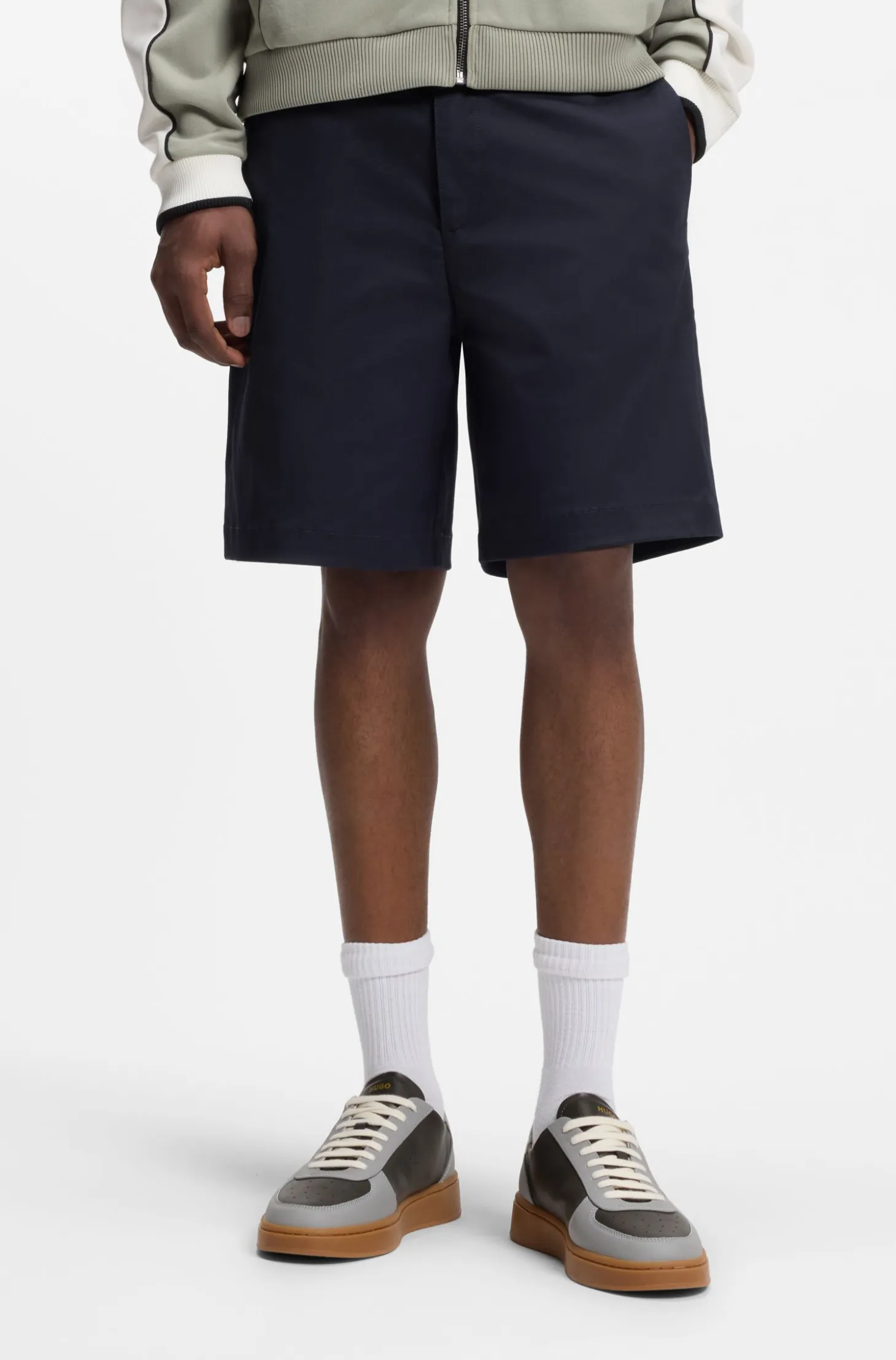 Slim-fit shorts in mercerised stretch cotton