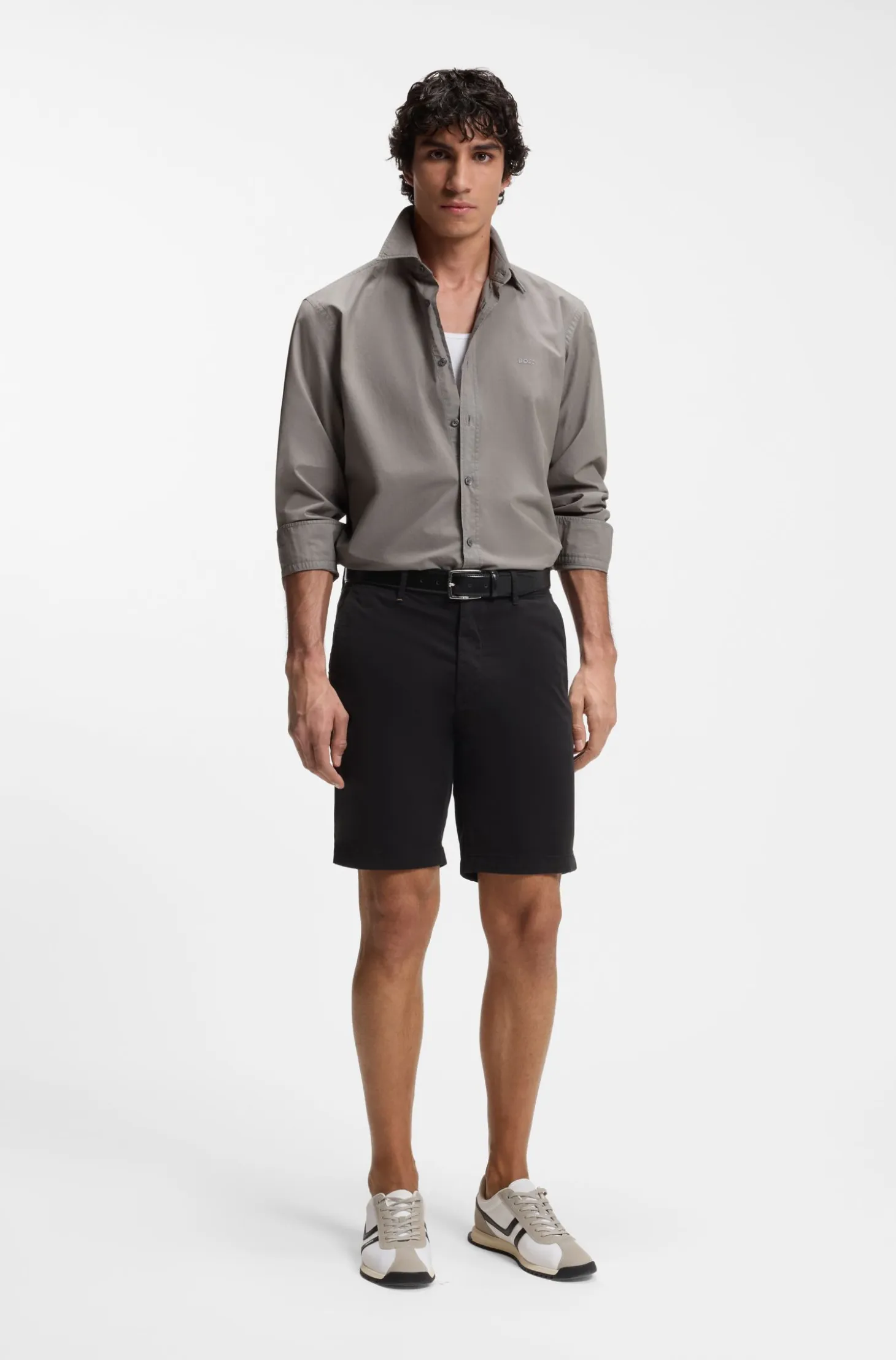 Slim-fit shorts in stretch-cotton twill