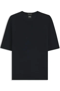 Slim-fit short-sleeved sweater in superfine merino wool