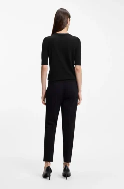 Slim-fit short-sleeved sweater in superfine merino wool