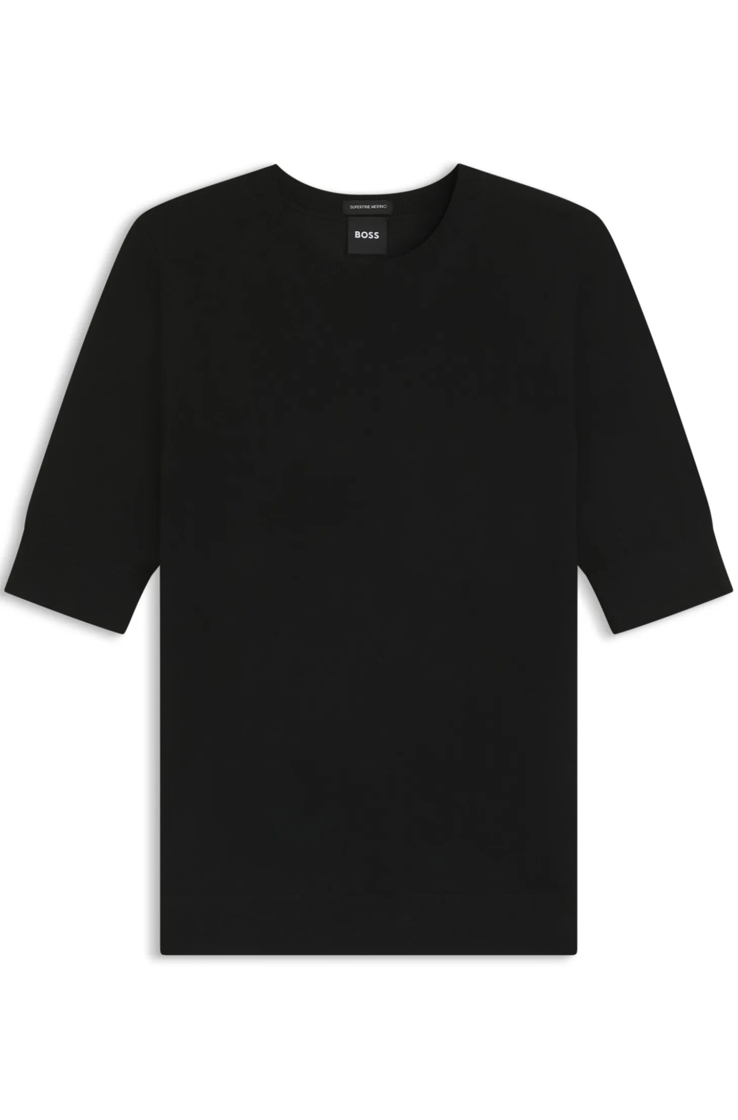Slim-fit short-sleeved sweater in superfine merino wool