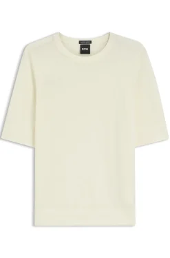 Slim-fit short-sleeved sweater in superfine merino wool