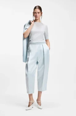 Slim-fit short-sleeved sweater in superfine merino wool