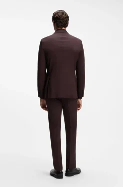 Slim-fit suit in micro-patterned virgin wool