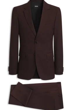 Slim-fit suit in micro-patterned virgin wool