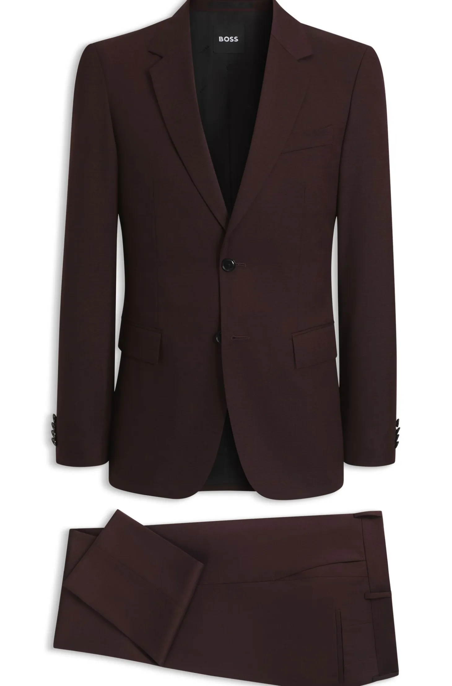 Slim-fit suit in micro-patterned virgin wool