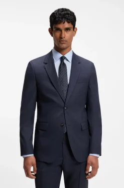 Slim-fit suit in micro-patterned virgin wool