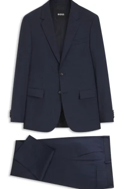 Slim-fit suit in micro-patterned virgin wool