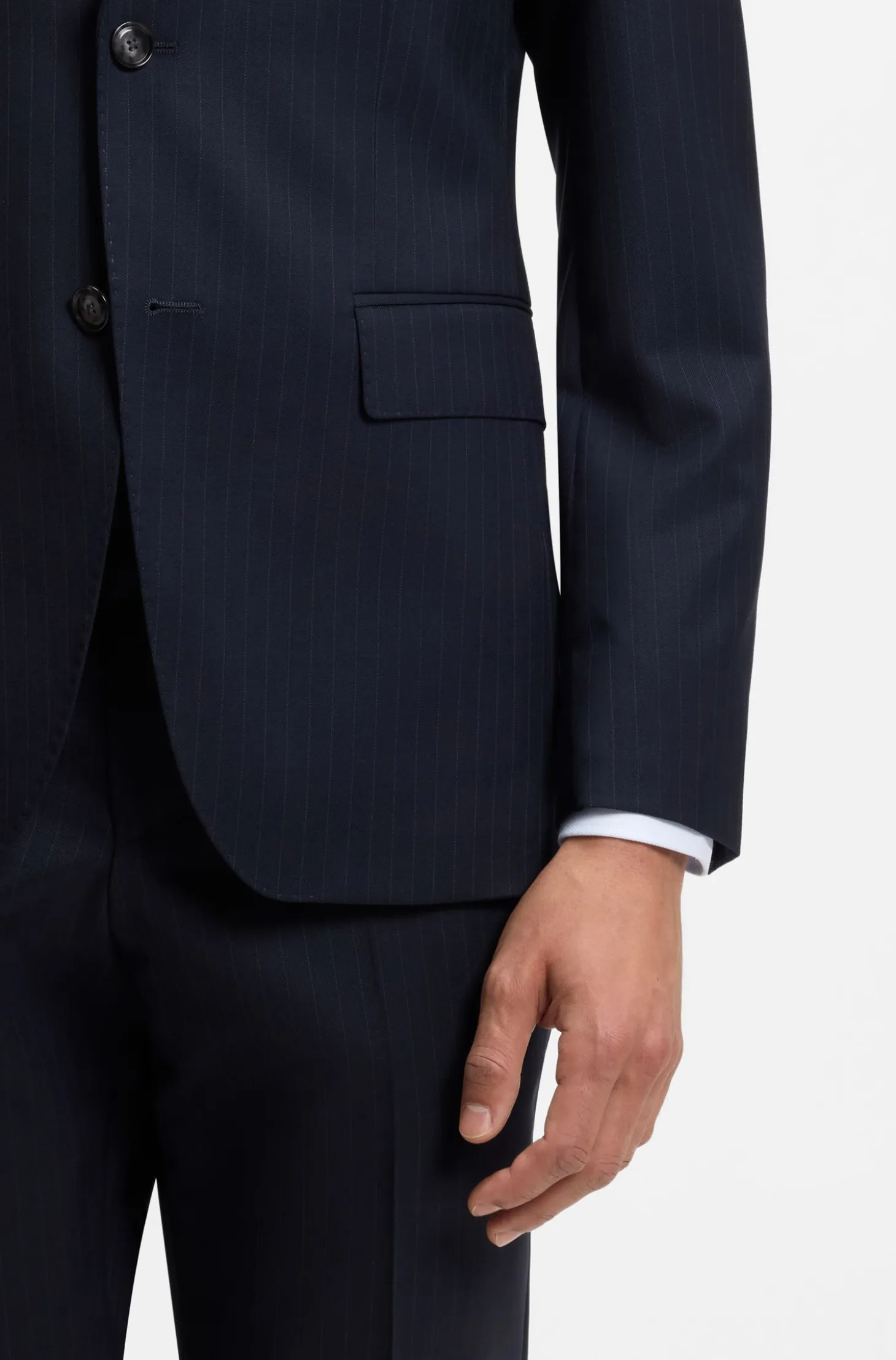 Slim-fit suit in striped Italian virgin wool