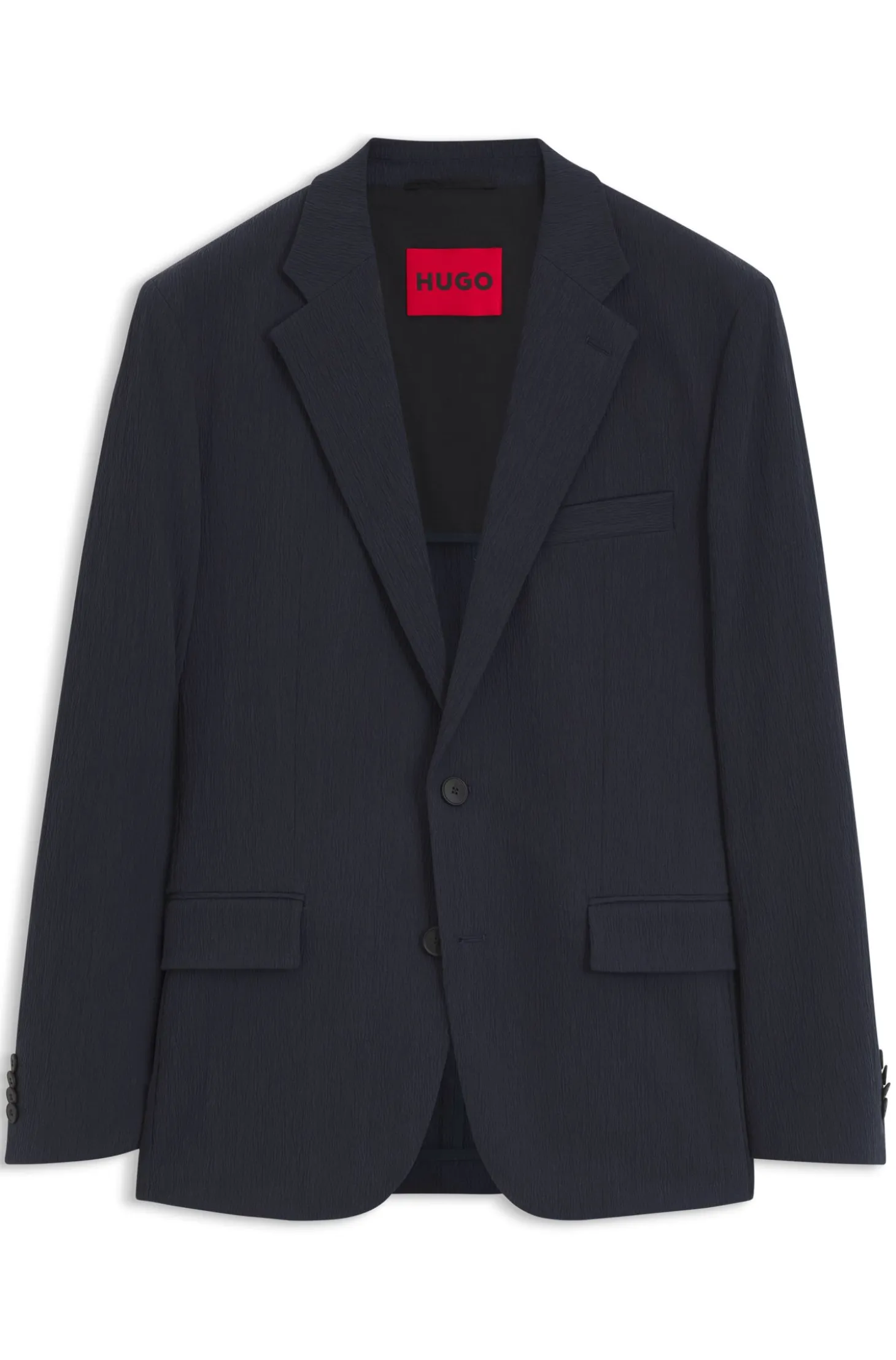 Slim-fit suit jacket in performance-stretch seersucker