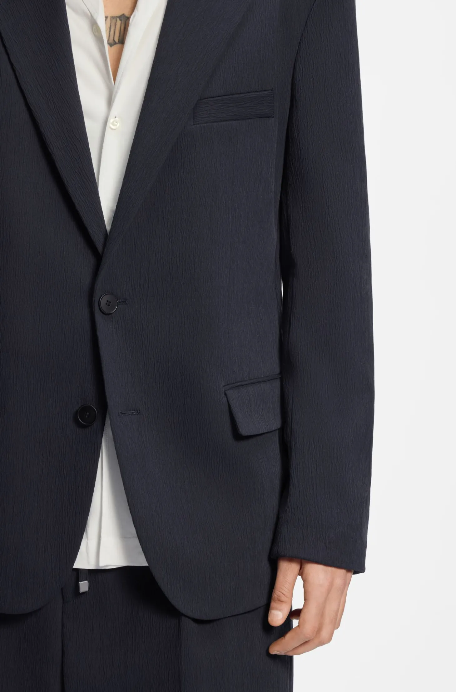 Slim-fit suit jacket in performance-stretch seersucker
