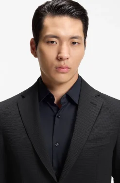 Slim-fit suit jacket in stretch seersucker