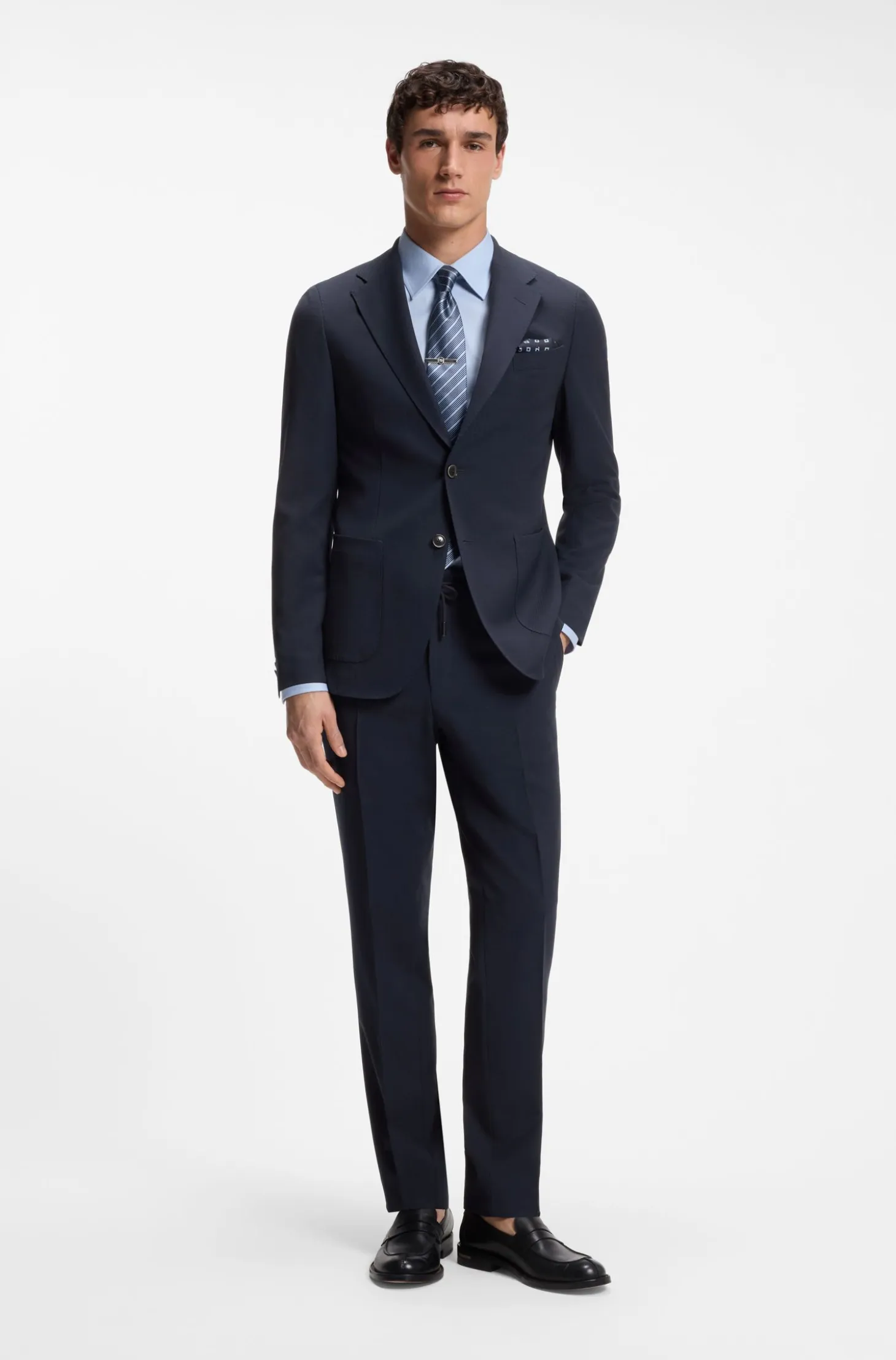 Slim-fit suit jacket in virgin wool and silk