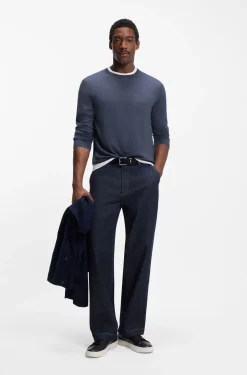 Slim-fit sweater in merino wool