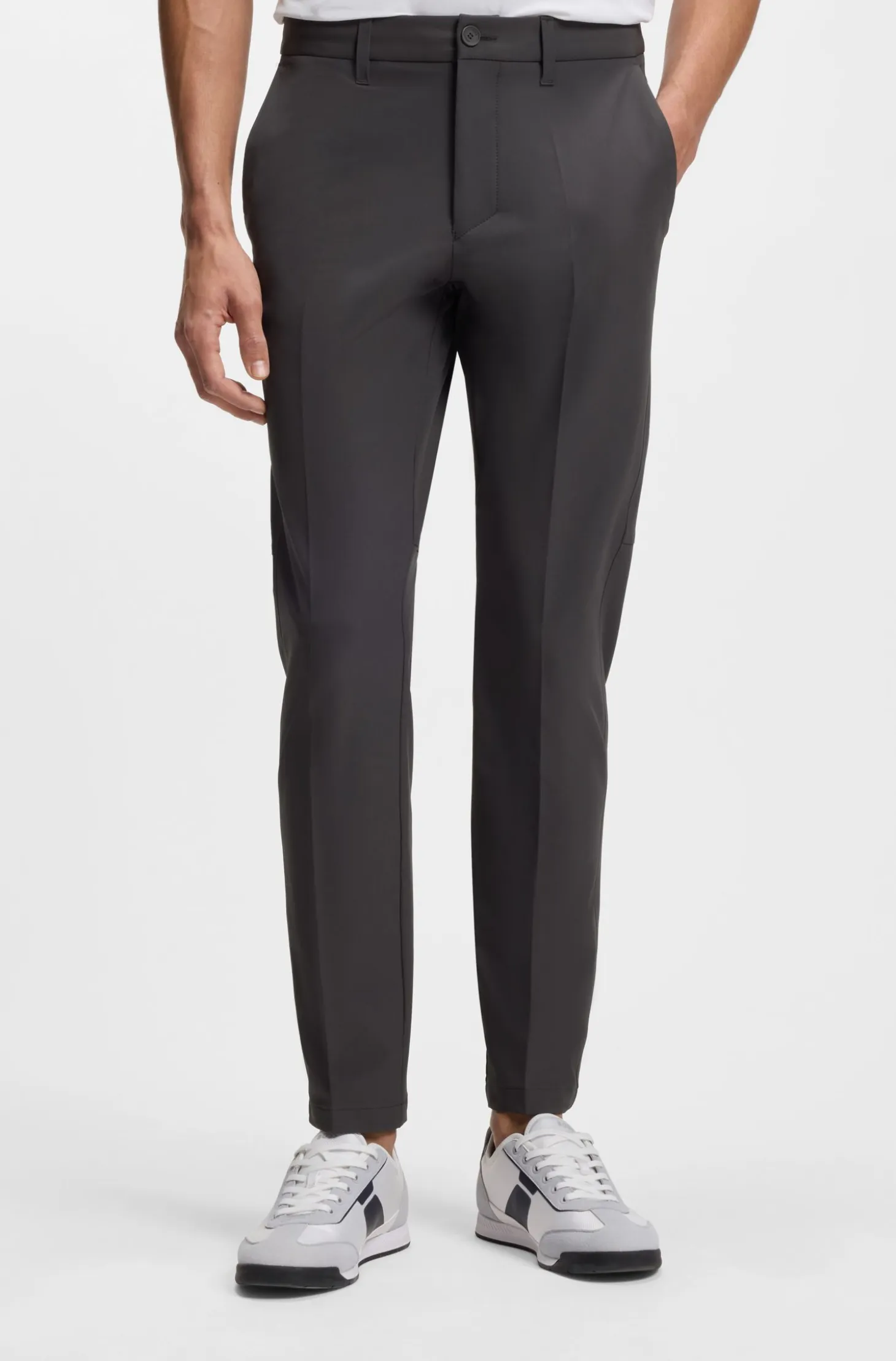 Slim-fit technical trousers with four-way stretch
