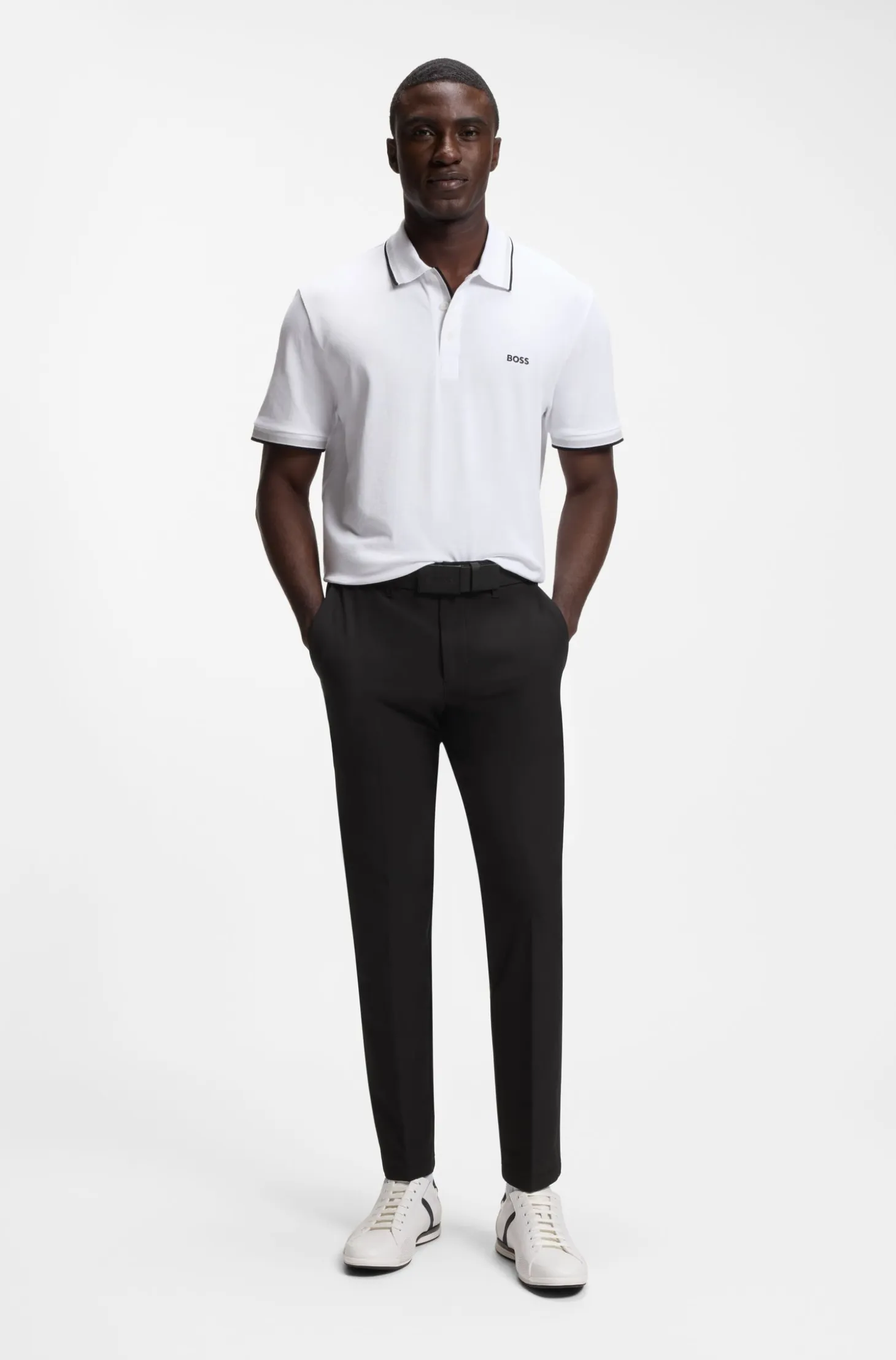 Slim-fit technical trousers with four-way stretch